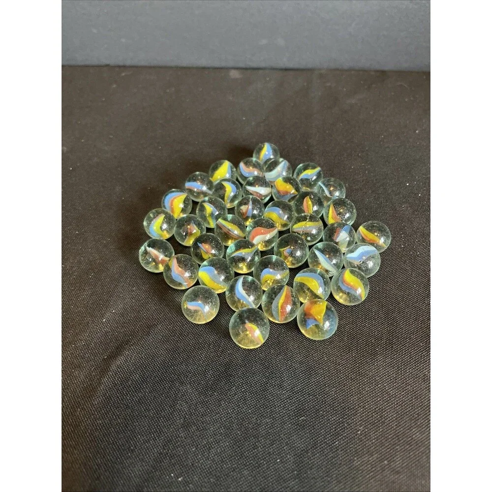 Lot of 38 VTG 1960s Glass MultiColor Swirl Cat Eye Marble3 Shooter Marble Jacks